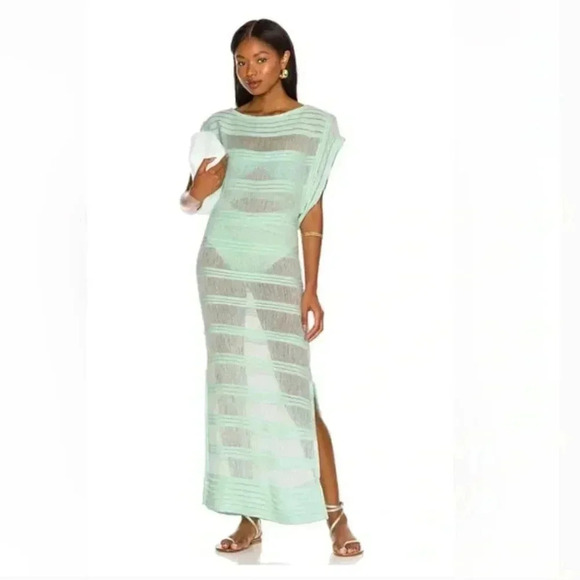 Baobab Revolve Naufragio See Through Knit Net Mint Green Cover Up Dress Small - Picture 8 of 13
